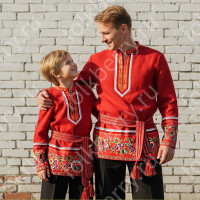 Рубаха Россея, красный габардин